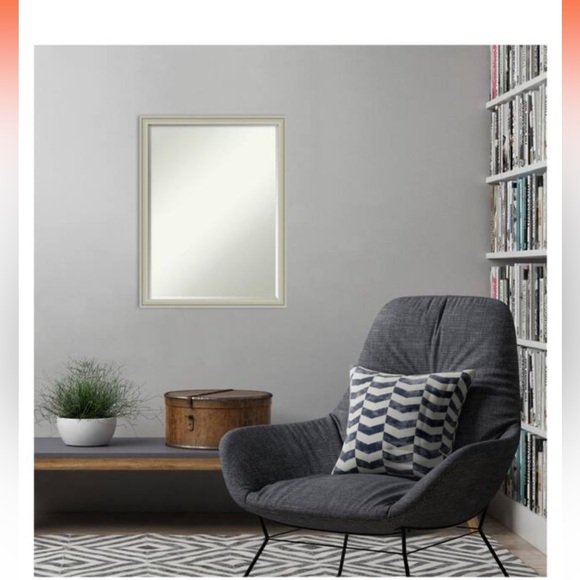 Vintage framed Rectangular beveled Mirror Frame repainted to white was gold - Picture 10 of 10